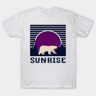 minimalistic purple sunrise with polar bear T-Shirt